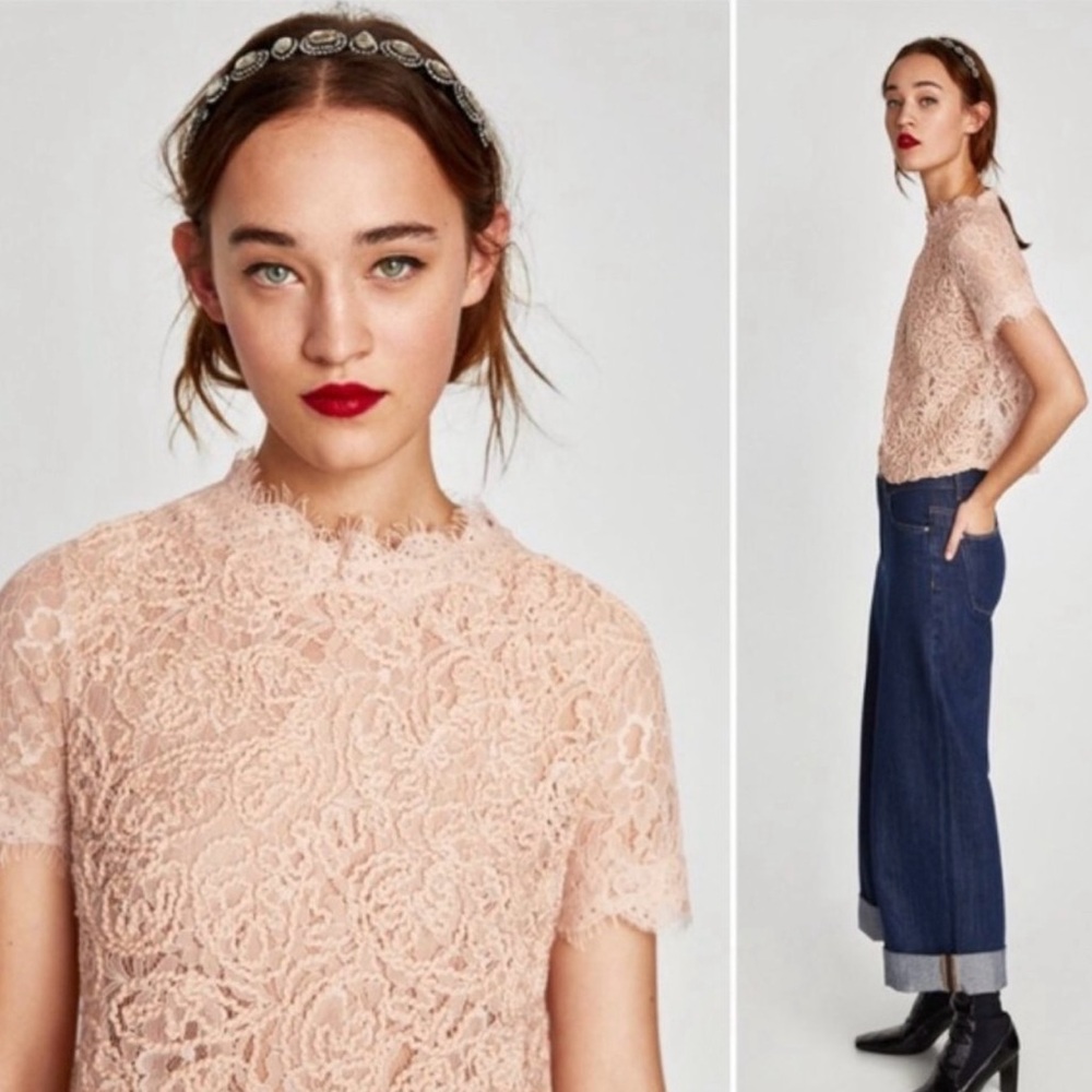 Zara Embroidered Lace Top